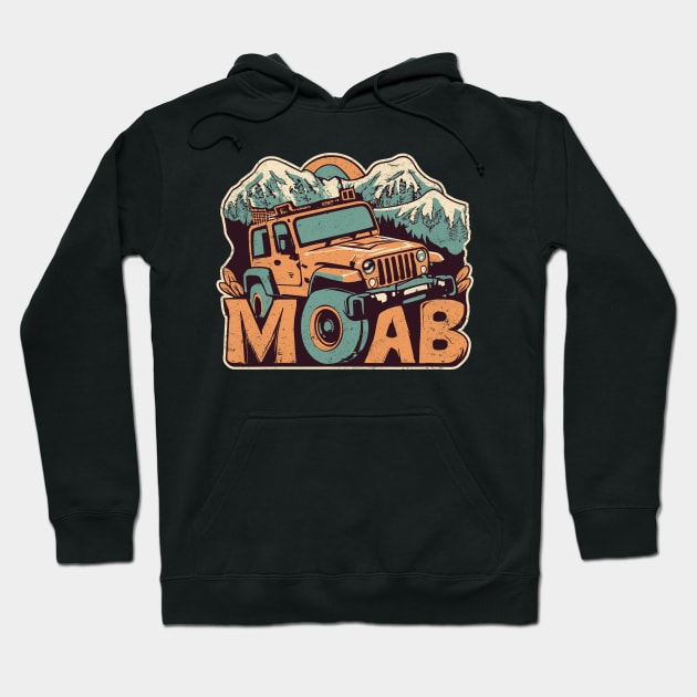 Moab Utah - Offroad Adventure - Vintage Jeep Rock Crawler Hoodie by TwistedCharm